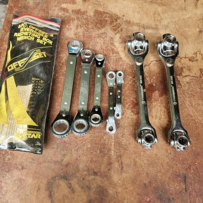 Tool lot Kastar Offset & Reversible Racheting box Wrench set & 2 Thorsen Dog Bones w Magnetic Head