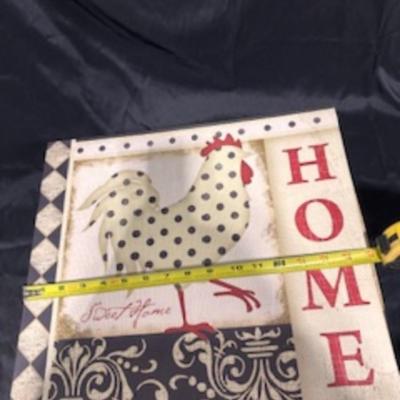 ROOSTER WALL CLOCK, BOX AND QUILT
