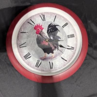 ROOSTER WALL CLOCK, BOX AND QUILT