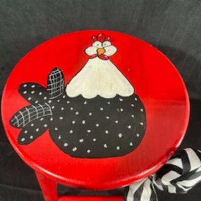 PAINTED ROOSTER STOOL