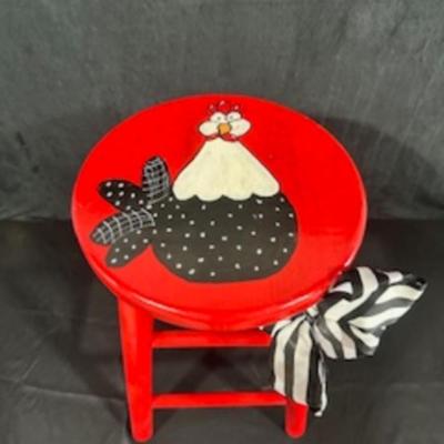 PAINTED ROOSTER STOOL