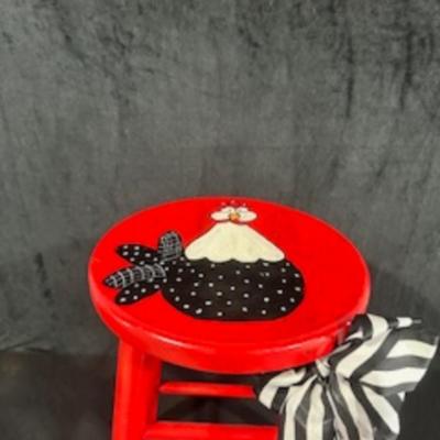 PAINTED ROOSTER STOOL