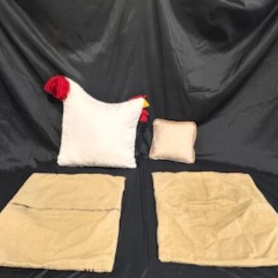 ROOSTER PILLOWS AND KITCHEN TOWELS