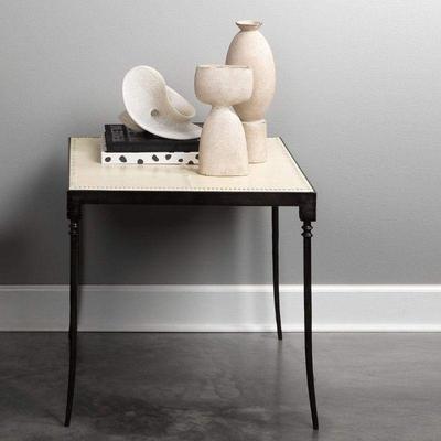 Sale Photo Thumbnail #48: leather stitch side table 