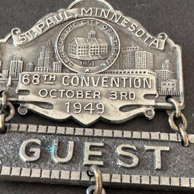 1949 Guest Badge from the 68th Convention of the American Federation of Labor (AFL), held in St. Paul, Minnesota on October 3rd, 1949.