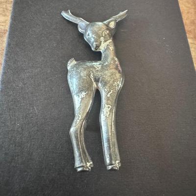 Vintage Sterling Silver Deer Brooch.