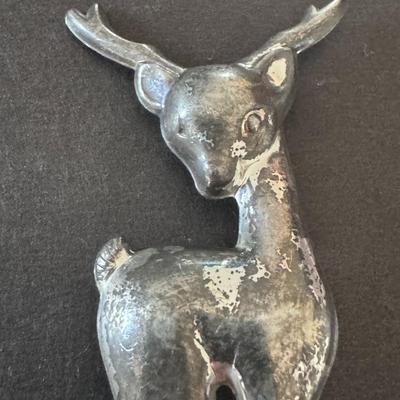 Vintage Sterling Silver Deer Brooch.
