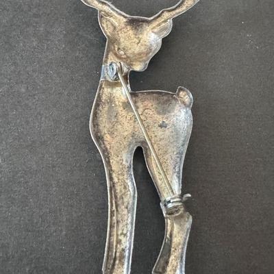 Vintage Sterling Silver Deer Brooch.