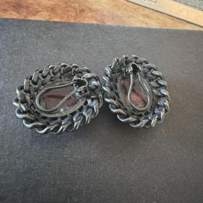 Baltic amber set in Sterling vintage clip-ons