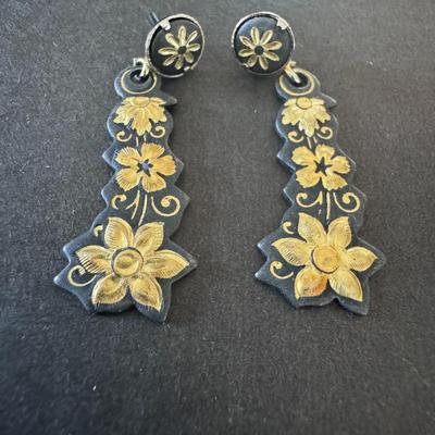 Damascene Toledo Earrings, a type of jewelry historically crafted in Toledo, Spain,