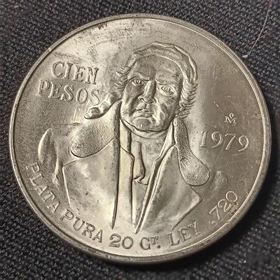 1979 CIEN PESOS .720 SILVER