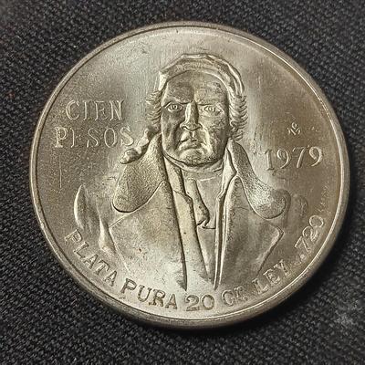 1979 CIEN PESOS .720 SILVER
