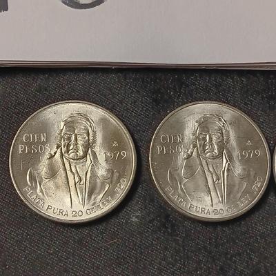 1979 CIEN PESOS .720 SILVER