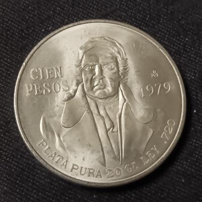 TWO 1979 CIEN PESOS .720 SILVER