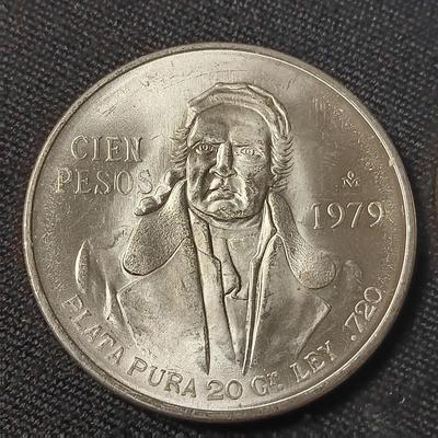 TWO 1979 CIEN PESOS .720 SILVER