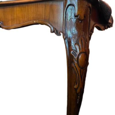 Sale Photo Thumbnail #75: French country dining table. Table only. No chairs. Nothing else in the background is included. Table measures 74.5"L with leaf x43"H x 30"W. The one leaf is the standard 12"W.