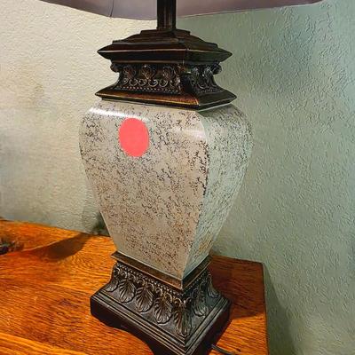 Sale Photo Thumbnail #79: 2 matching ceramic faux crackle table lamps. The color is sage green. Bid is for the pair.