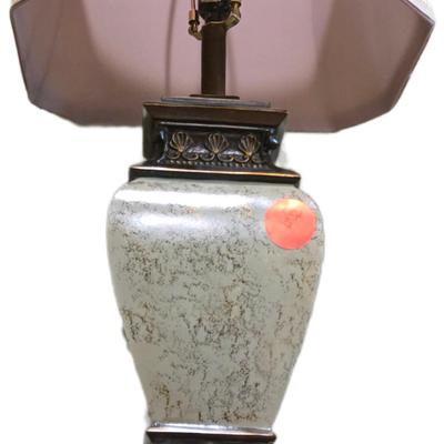 Sale Photo Thumbnail #80: 2 matching ceramic faux crackle table lamps. The color is sage green. Bid is for the pair.
