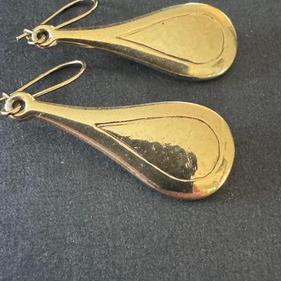 DAMASCENE Spanish teardrop Earrings with birds and flowers.