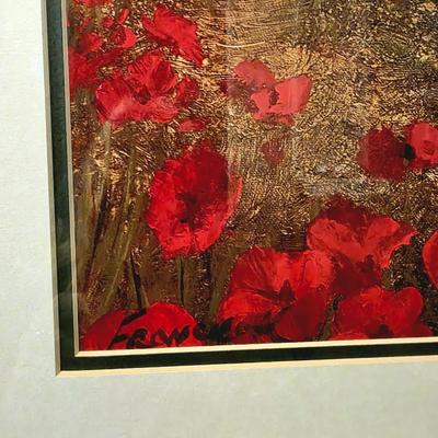 Sale Photo Thumbnail #97: 2 Framed art prints: Toscano Valley scenic Italian poppies. Frame measurements are 32"H x 27"W.