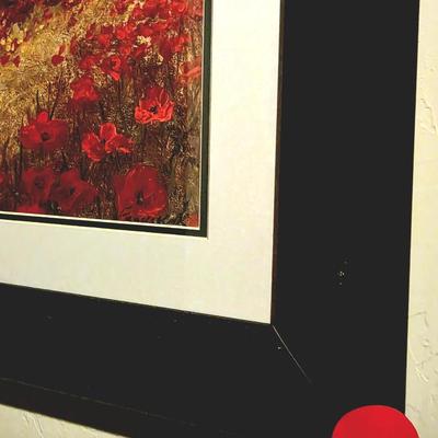 Sale Photo Thumbnail #100: 2 Framed art prints: Toscano Valley scenic Italian poppies. Frame measurements are 32"H x 27"W.