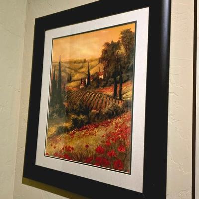 Sale Photo Thumbnail #94: 2 Framed art prints: Toscano Valley scenic Italian poppies. Frame measurements are 32"H x 27"W.