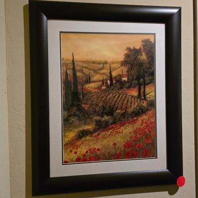 Sale Photo Thumbnail #96: 2 Framed art prints: Toscano Valley scenic Italian poppies. Frame measurements are 32"H x 27"W.