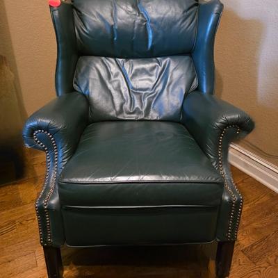 Sale Photo Thumbnail #116: Vintage dark green leather Barcalounger