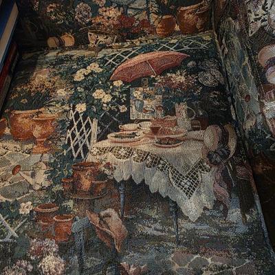 Sale Photo Thumbnail #122: Tapestry Upholstery sofa with books lot. Must take sofa and books. Sofa measures 77"L x 33"D x 35"H