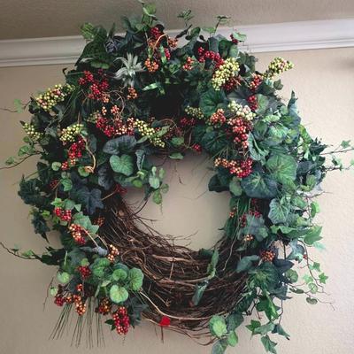 Sale Photo Thumbnail #132: Holiday Trim lot, wrapping, ribbon, decor and floral including large 38" wreath
