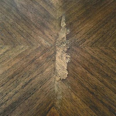 Sale Photo Thumbnail #135: Rectangle wood coffee table with area rug. Please see picture for defect on top of coffee table. Table measures 50"L x 36"W x 17.5"H.
Rug measures 4ft x 5ft.