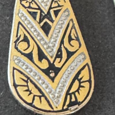 DAMASCENE Teardrop Dangle Earrings, featuring the distinctive art form of Damascene
