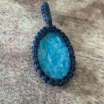 Chrysocolla macrame pendant