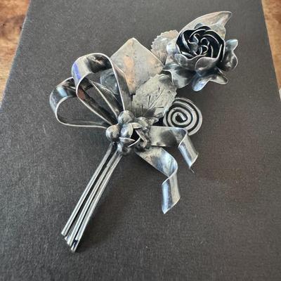 HOBE Sterling Silver Floral Brooch, likely dating from the 1940s.