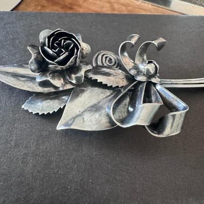 HOBE Sterling Silver Floral Brooch, likely dating from the 1940s.