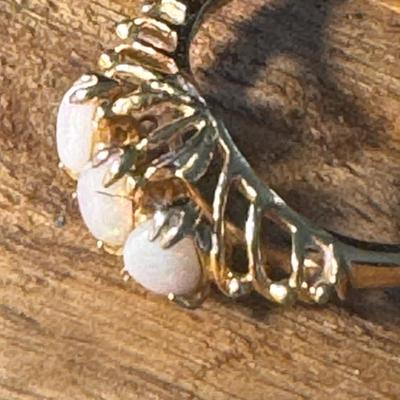 Three-stone opal ring