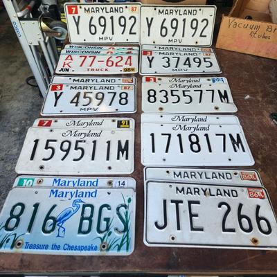 9 Sets License Plate Lot Maryland & 1 Wisconsin Maryland MPV