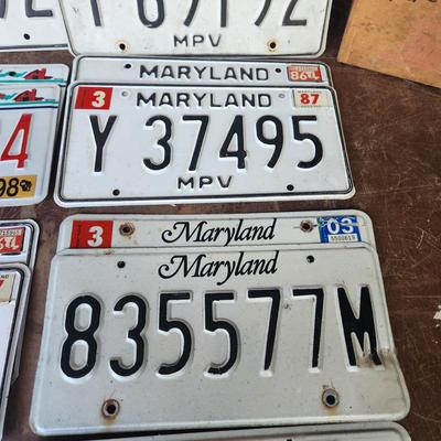 9 Sets License Plate Lot Maryland & 1 Wisconsin Maryland MPV