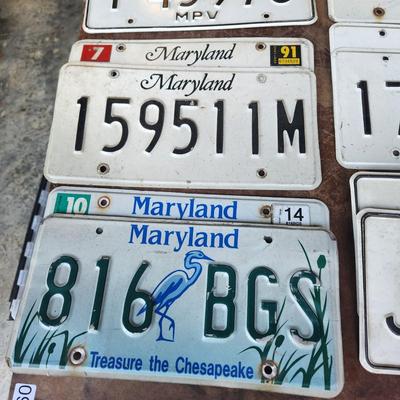 9 Sets License Plate Lot Maryland & 1 Wisconsin Maryland MPV