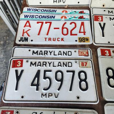 9 Sets License Plate Lot Maryland & 1 Wisconsin Maryland MPV