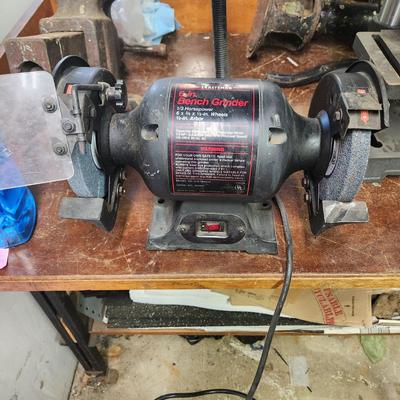 Sears Craftsman 6" Bench Grinder 1/3 HP with Snake Lamp Light Tested