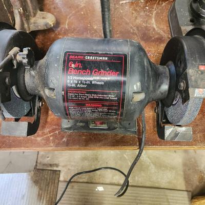 Sears Craftsman 6" Bench Grinder 1/3 HP with Snake Lamp Light Tested