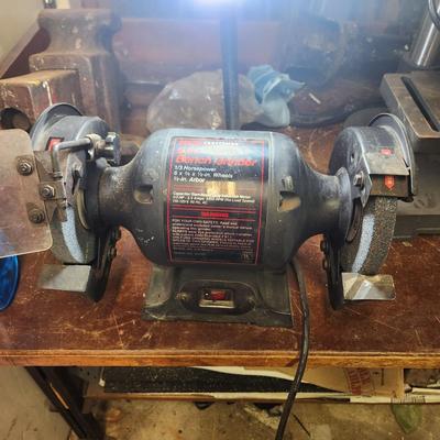 Sears Craftsman 6" Bench Grinder 1/3 HP with Snake Lamp Light Tested