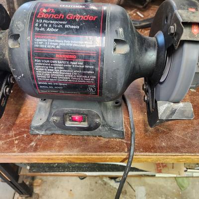 Sears Craftsman 6" Bench Grinder 1/3 HP with Snake Lamp Light Tested