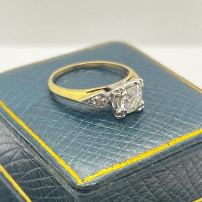 LOT 75: GORGEOUS Vintage Art Deco 14K Yellow & White Gold Genuine Earth Mined Old Mine Cut Diamond Engagement Ring - 2.95 GTW - Size...