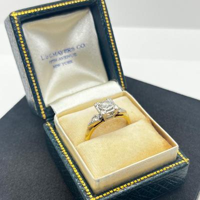 LOT 75: GORGEOUS Vintage Art Deco 14K Yellow & White Gold Genuine Earth Mined Old Mine Cut Diamond Engagement Ring - 2.95 GTW - Size...