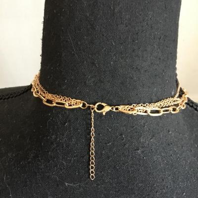 Beautiful, gold, toned, multi layered multi colored crystal charm medallion necklace