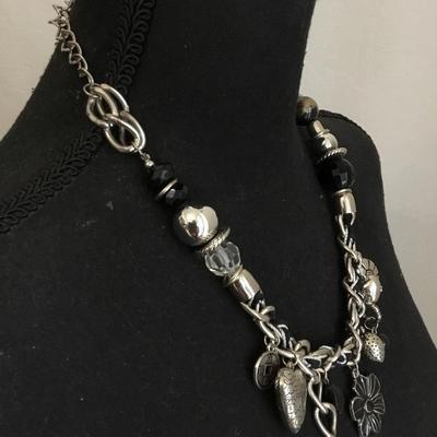 Super cute Silver-tone chunky statement charm necklace