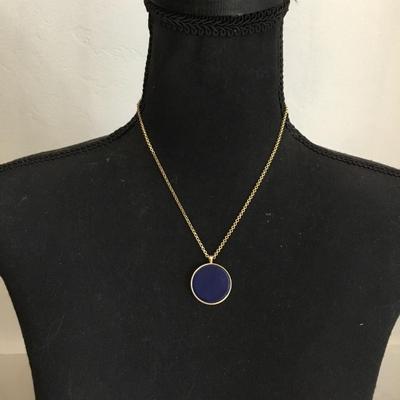 Super cute Lucky brand necklace, gold towns, navy blue
