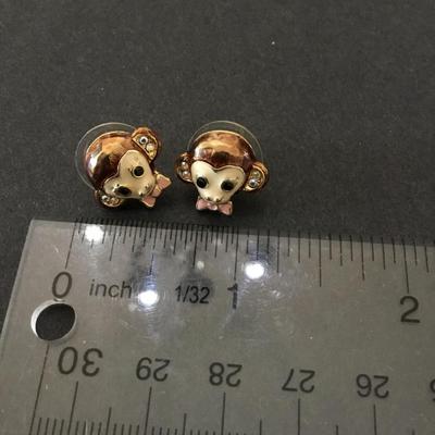 Cute vintage enamel monkey stud earrings